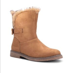 AMANDA BLUE faux suede bow back windsor boots zip side size 10/41